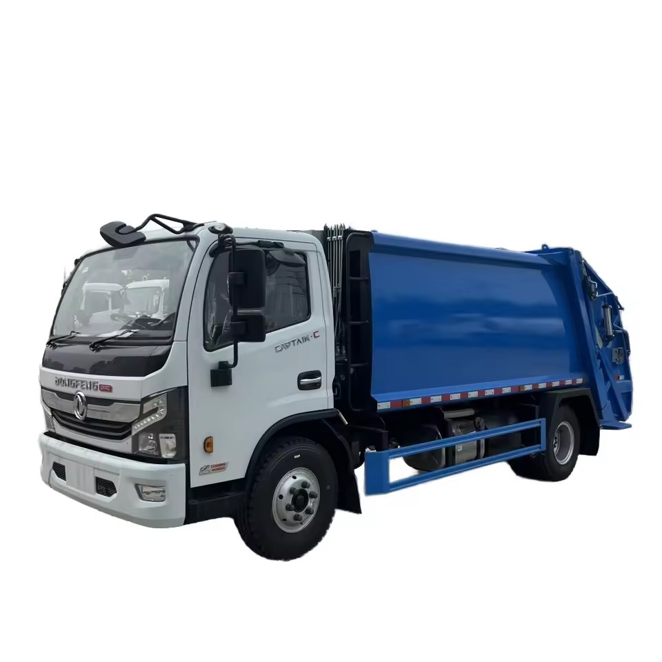 Подгонянный грузовик компактора отходов дизеля Dongfeng 4x2 емкость 7 CBM 240L 660 L голубой мусорно