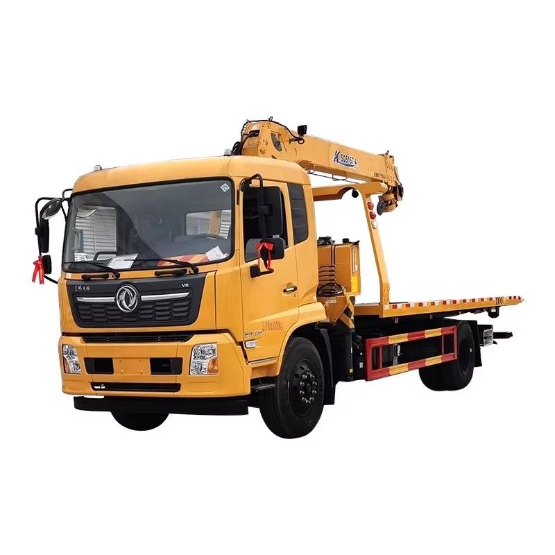 Dongfeng KR 4x2 Плоский буксирующий грузовик, установленный с 8-тонным краном для экстренного спасен